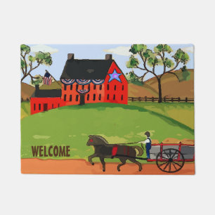 Felpudo Casa de campo estilo granja Amish, piso personaliz