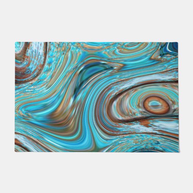 Felpudo casa de campo verde azulado azul Turquesa de mader (Anverso)