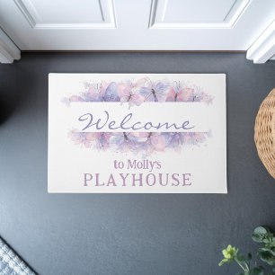Felpudo Casa de juegos personalizada para niños mariposas 