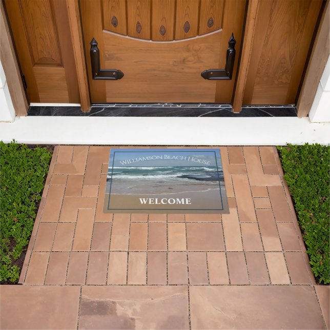 Felpudo Casa de playa personalizada Ocean Door Mat (Exterior)