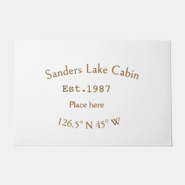 Felpudo Casa del lago. Fecha año personalizado coordenadas