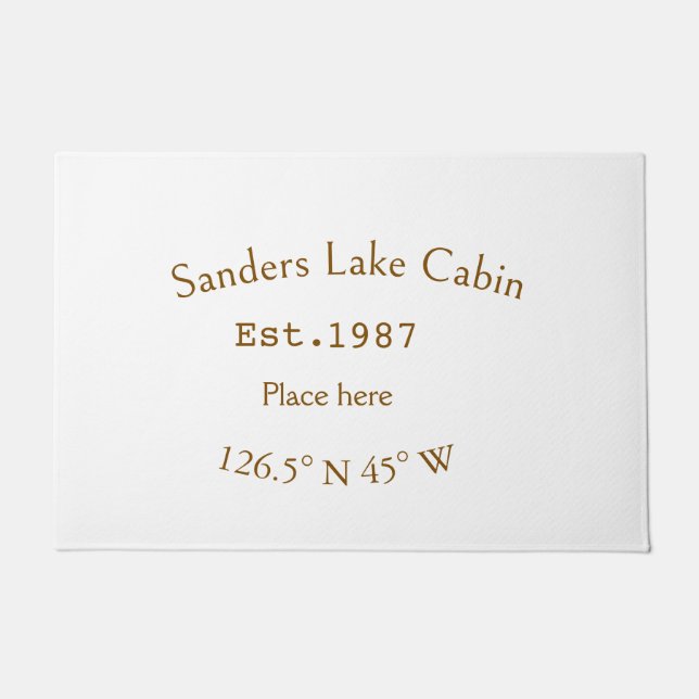 Felpudo Casa del lago. Fecha año personalizado coordenadas (Anverso)