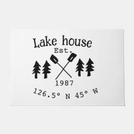 Felpudo Casa del lago. Fecha año personalizado coordenadas