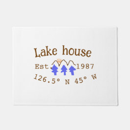 Felpudo Casa del lago. Fecha año personalizado coordenadas