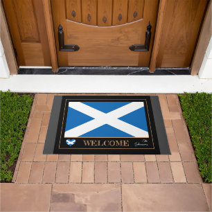 Felpudo Casa Escocia y casa de bandera escocesa / deporte 