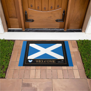 Felpudo Casa Escocia y casa de bandera escocesa / deporte