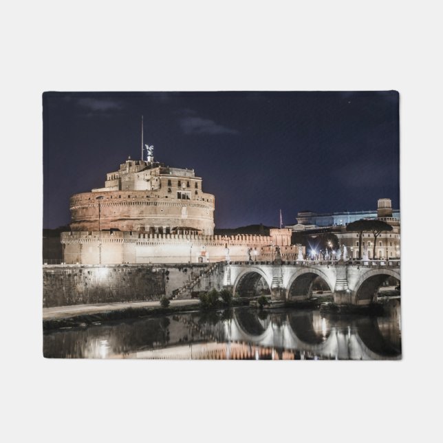 Felpudo Castel Sant Angelo de noche en Roma (Anverso)