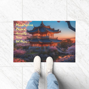 Felpudo Castillo asiático de la puesta de sol del jardín