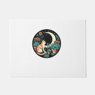 Felpudo Cat Celestial Mystical Sucult Plant Witch Retro