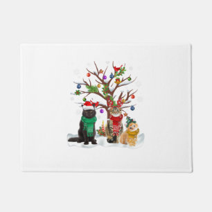 Felpudo Cat Ch: Árbol de Navidad Ornamento Santa Cat Light