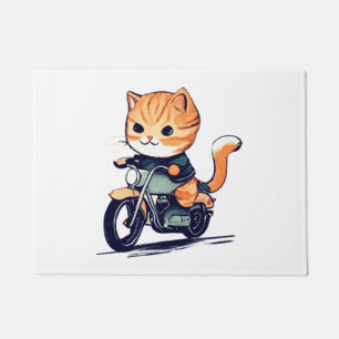 Felpudo CAT CUTE en motocicleta con camiseta clásica (8)