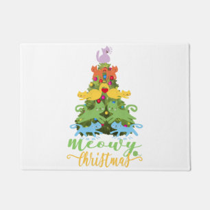 Felpudo Cat Lover Merry Meowy Christmas Tree Holiday G