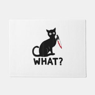 Felpudo Cat What_ Cat Holding Knife Funny Cat Halloween Co