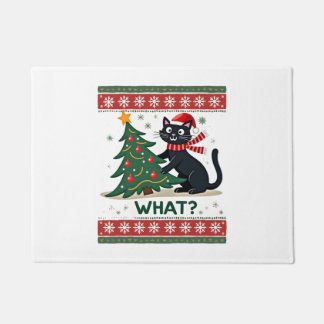 Felpudo Cat What Funny Black Cat Pushing Christmas Tree Ug