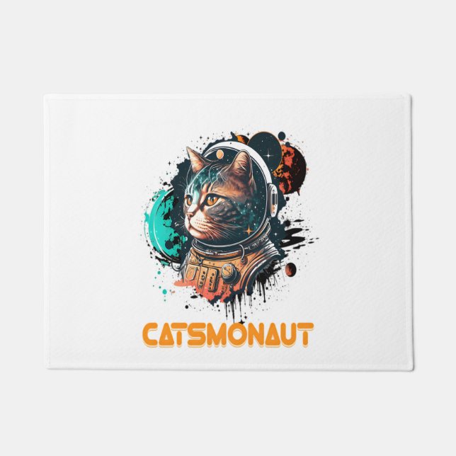 Felpudo Catsmonauta Astronauta Gato O Gato Espacial (Anverso)