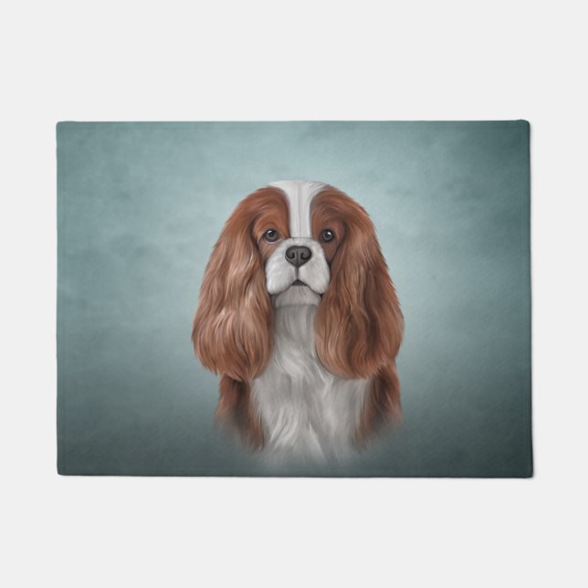 Felpudo Cavalier de perro dibujante Charles Spaniel (Anverso)