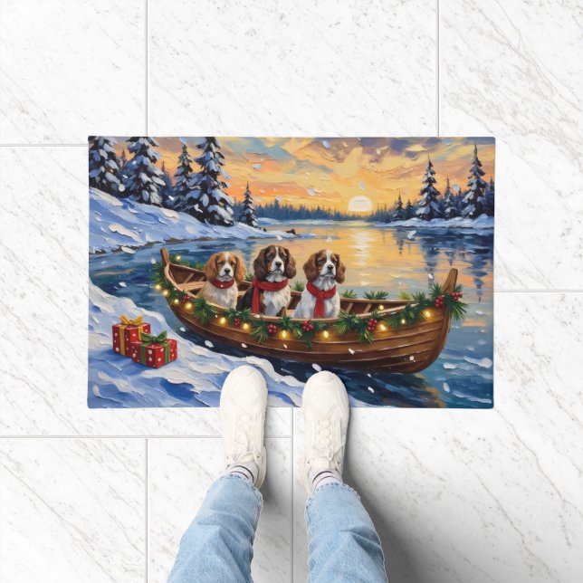 Felpudo Cavalier King Charles Spaniel Christmas Boat (Interior)