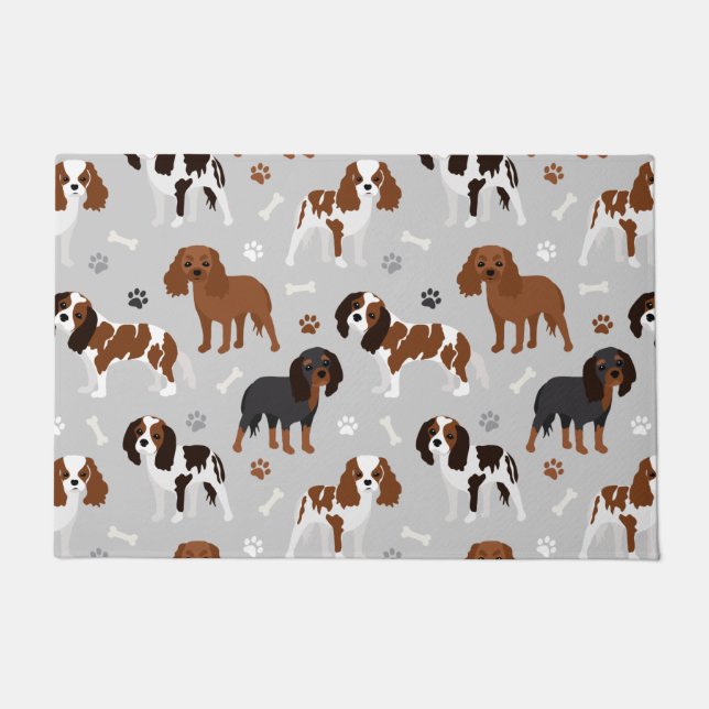 Felpudo Cavalier King Charles Spaniel Paws and Bones (Anverso)