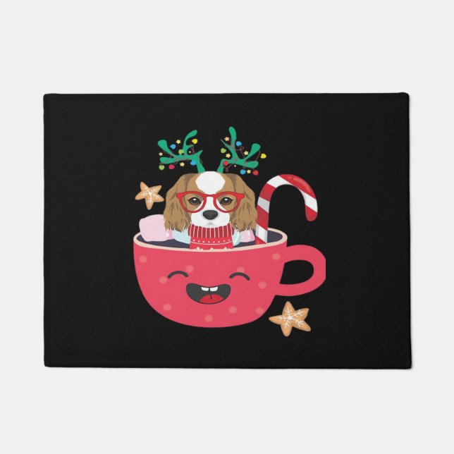 Felpudo Cavalier King Charles Spaniel Teacup Navidad Vacac (Anverso)