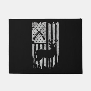 Felpudo Caza de ciervos con bandera americana Patriótico c