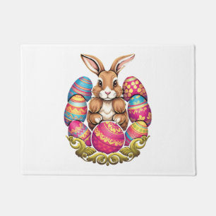Felpudo Caza de huevos de pascua colorida de conejo conejo
