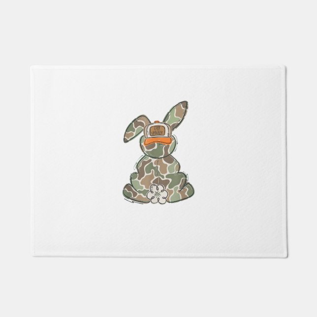 Felpudo Cazador de Huevos Camuflaje Pascua Niño Pascua Día (Anverso)