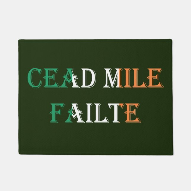Felpudo Cead Mile Failte Irish Flag overlay dmcnt (Anverso)