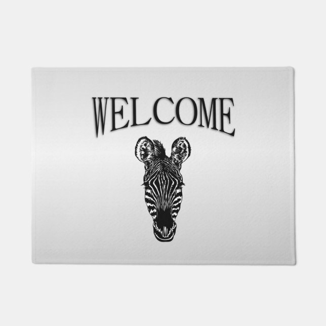 Felpudo Cebra Head on Silver Welcome (Anverso)