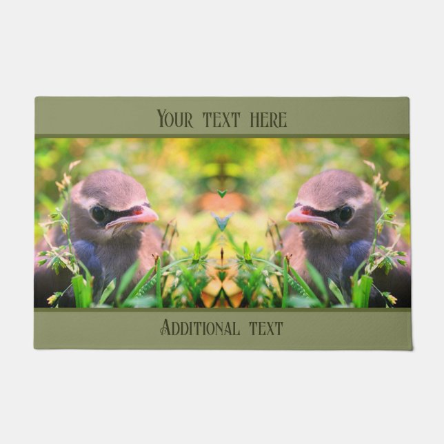 Felpudo Cedar Waxwing Fledglglgling Bird Personalizada (Anverso)