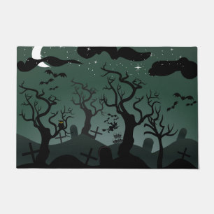 Felpudo Cementerio negro y gris de Halloween