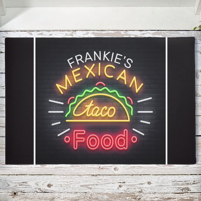 Felpudo Cena personalizada Retro Neon Mexicana Food Taco (Subido por el creador)