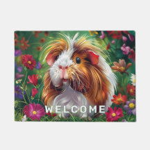 Cerdo de Guinea entre las flores