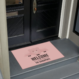 Felpudo Cerdo rosa lindo bienvenido a nuestra cervicería