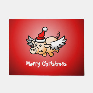 Felpudo Cerdo Volador Navidad