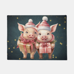 Felpudo Cerdos de Navidad cutáneos