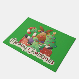 Felpudo Cereza de reno navideño estera de puerta de vacaci