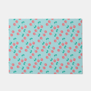 Felpudo Cerezas Pintadas a Mano Acuarela Rosa Turquesa