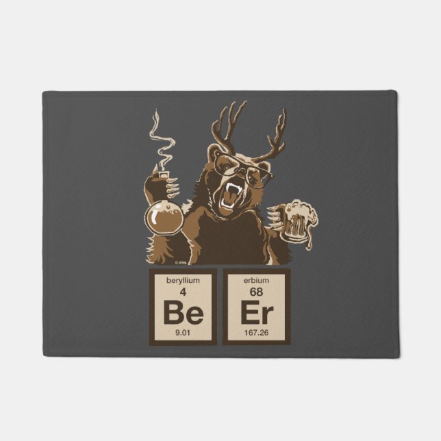 Felpudo Cerveza descubierta oso de la química (Anverso)