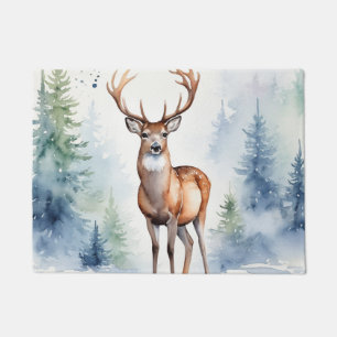 Felpudo Cerveza En La Selva Nevada Árboles Navideños Acuar