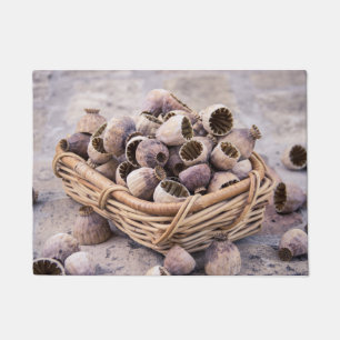 Felpudo Cesta de semillas de amapola secadas de la vaina