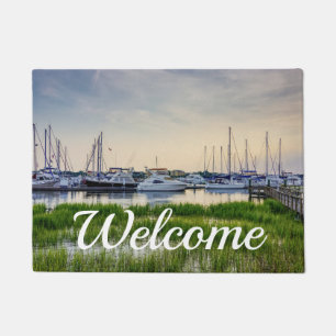 Felpudo Charleston Harbour Boats Sunset Welcome Doormat