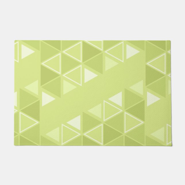 Felpudo Chartreuse de triángulos geométricos retro (Anverso)