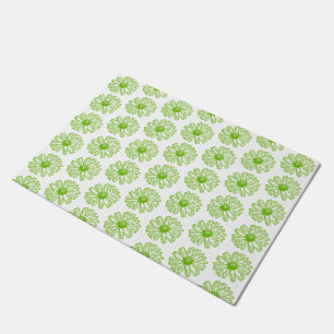 Felpudo Chartreuse Green Daisy Print, Hippie Flower Print