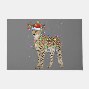 Felpudo Cheetah Lover Xmas iluminando Santa Cheetah Christ