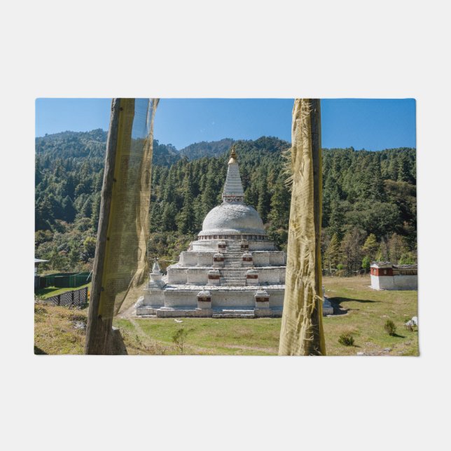 Felpudo Chendebji Chorten en Bután, Himalaya, Asia (Anverso)