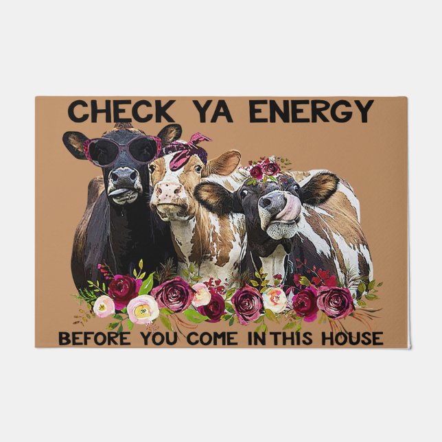 Felpudo Chequear Ya Energy Cows Doormat, Cuidada Vaca Con  (Anverso)