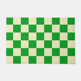 Felpudo Cheques verdes retro tablero de ajedrez