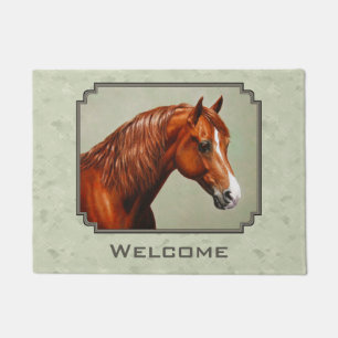 Felpudo Chestnut Morgan Horse Sage Green