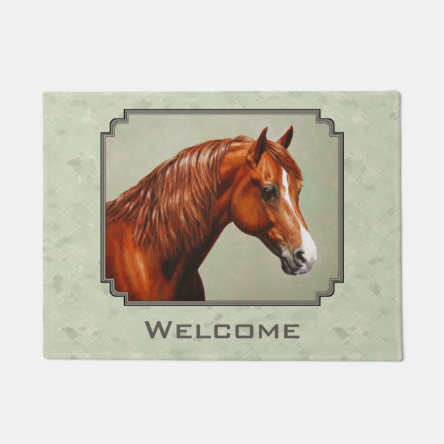 Felpudo Chestnut Morgan Horse Sage Green (Anverso)