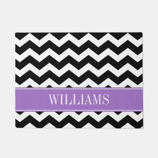 Felpudo Chevron negro y púrpura personalizado